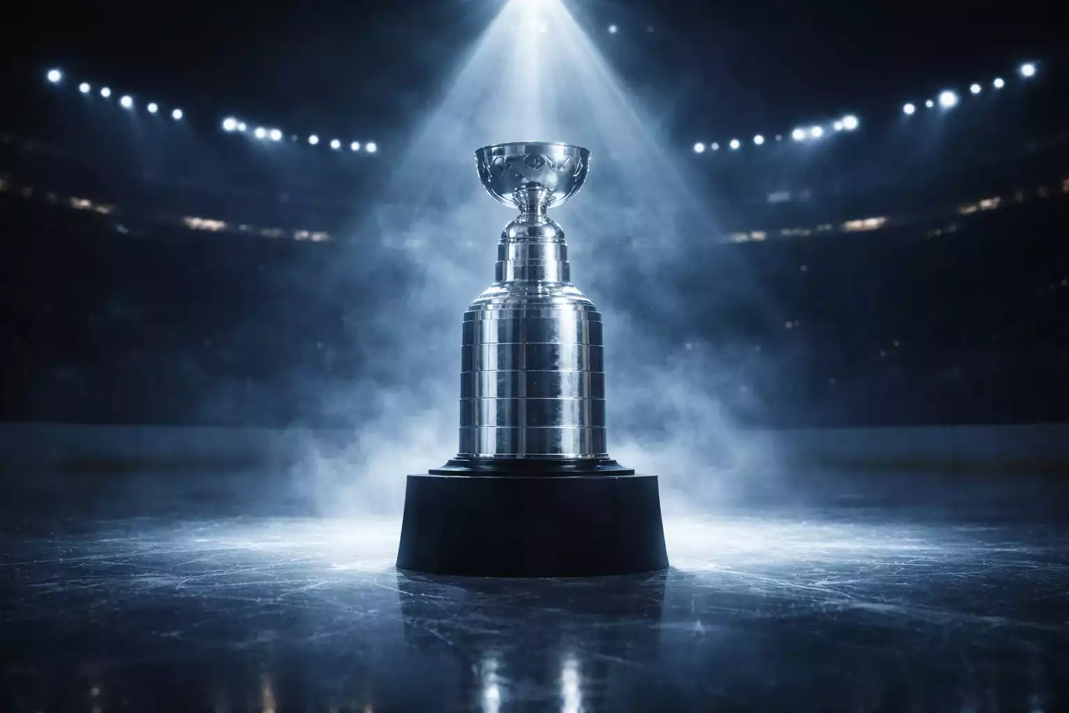 Eishockey Meisterschaftspokal symbolisiert Langzeitwetten und Saisonprognosen